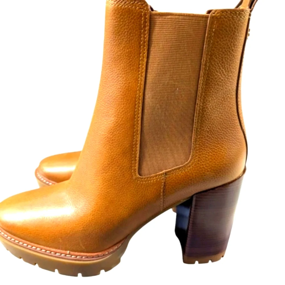 Tory Burch Women's Carson Lug Sole High Heel Boots.... Size 10.5